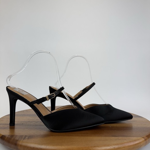 New NWOB Womens Dolce Vita Elegant Black Satin Slip‎ On Pointed Heels Size 7 M - Picture 1 of 8
